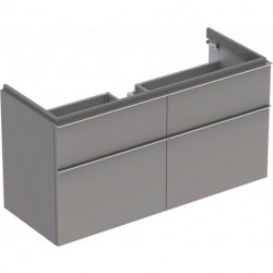 Meuble bas pour lavabo Geberit iConavec une largeur à partir de 120 cm,avec quatre tiroirs: Largeur 119cm, Hauteur 62cm, Profondeur 47.7cm, Platine / Laqué ultra-brillant