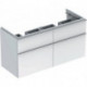 Meuble bas Geberit iCon pour lavabo double,avec quatre tiroirs: Largeur 119cm, Hauteur 62cm, Profondeur 47.7cm, Blanc / Laqué ultra-brillant