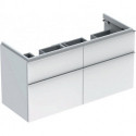 Meuble bas Geberit iCon pour lavabo double,avec quatre tiroirs: Largeur 119cm, Hauteur 62cm, Profondeur 47.7cm, Blanc / Laqué ultra-brillant