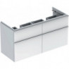 Meuble bas Geberit iCon pour lavabo double,avec quatre tiroirs: Largeur 119cm, Hauteur 62cm, Profondeur 47.7cm, Blanc / Laqué ultra-brillant