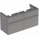 Meuble bas Geberit iCon pour lavabo double,avec quatre tiroirs: Largeur 119cm, Hauteur 62cm, Profondeur 47.7cm, Platine / Laqué ultra-brillant