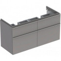 Meuble bas Geberit iCon pour lavabo double,avec quatre tiroirs: Largeur 119cm, Hauteur 62cm, Profondeur 47.7cm, Platine / Laqué ultra-brillant