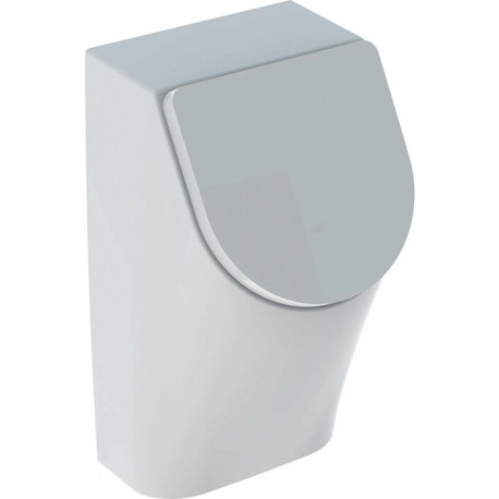 Urinoir Geberit Renova Plan avec couvercle d'abattant, alimentation encastrée, sortie encastrée: T:30cm, Sortie:Encastrée, Arrivée d'eau:Encastrée , Blanc