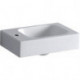 Lave-mains Geberit iCon, Blanc, 38x13.5x28cm, troude robinetterie à gauche, sans trop-plein
