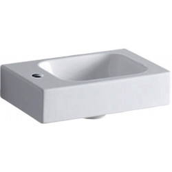Lave-mains Geberit iCon, Blanc, 38x13.5x28cm, troude robinetterie à gauche, sans trop-plein