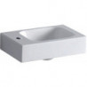 Lave-mains Geberit iCon, Blanc, 38x13.5x28cm, troude robinetterie à gauche, sans trop-plein