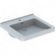 Lavabo Geberit Renova Comfort Square, adapté PMR, 55x52.5cm, troude robinetterie au centre, Blanc