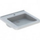 Lavabo Geberit Renova Comfort Square, adapté PMR, 55x52.5cm, troude robinetterie au centre, sans trop-plein, Blanc