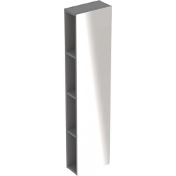 Etagère Geberit iConavec miroir: Largeur 28cm, Hauteur 120cm, Profondeur 14cm, Platine / Laqué ultra-brillant