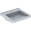 Lavabo Geberit Renova Comfort Square, adapté PMR, 60x55cm, troude robinetterie au centre, sans trop-plein, Blanc