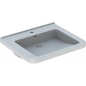 Lavabo Geberit Renova Comfort Square, adapté PMR, 65x55cm, troude robinetterie au centre, Blanc