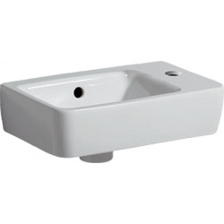 Lave-mains Geberit Renova Compact, Blanc, 40x15x25cm, trou de robinetterie à droite, sans plage de dépose