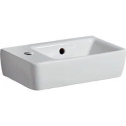 Lave-mains Geberit Renova Compact, Blanc, 40x15x25cm, trou de robinetterie à gauche, sans plage de dépose