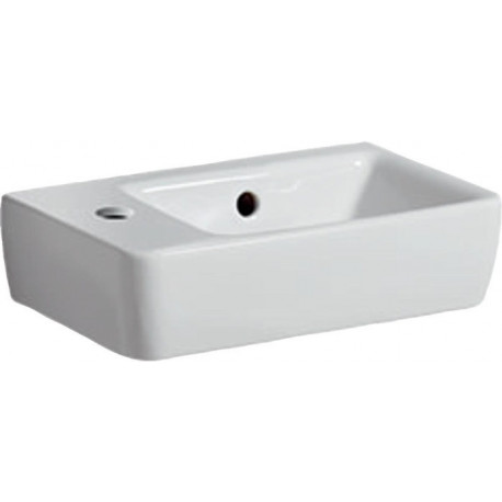 Lave-mains Geberit Renova Compact, Blanc, 40x15x25cm, trou de robinetterie à gauche, sans plage de dépose