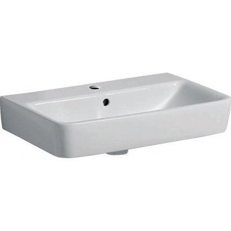 Lavabo Geberit Renova Compact, 60x37cm, trou de robinetterie au centre, Blanc