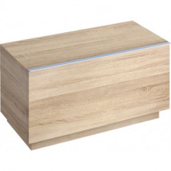 Meuble latéral bas Geberit iConavec un tiroir, au sol: Largeur 89cm, Hauteur 47.2cm, Profondeur 47.7cm, Chêne naturel / Mélamine structuré bois