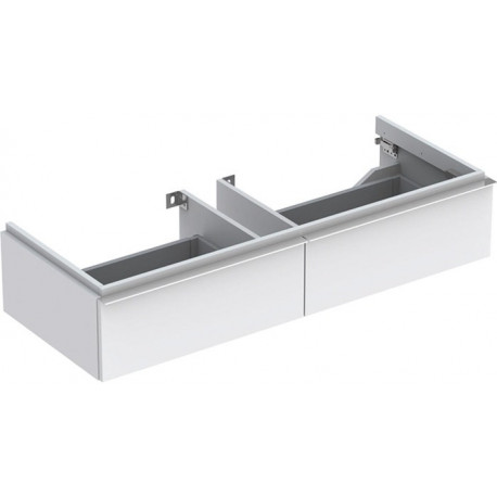 Meuble bas pour lavabo Geberit iConavec une largeur à partir de 120 cm,avec deux tiroirs: Largeur 119cm, Hauteur 24cm, Profondeur 47.7cm, Blanc / Laqué mat