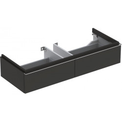 Meuble bas pour lavabo Geberit iConavec une largeur à partir de 120 cm,avec deux tiroirs: Largeur 119cm, Hauteur 24cm, Profondeur 47.7cm, Gris velouté / Laqué mat