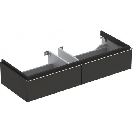 Meuble bas pour lavabo Geberit iConavec une largeur à partir de 120 cm,avec deux tiroirs: Largeur 119cm, Hauteur 24cm, Profondeur 47.7cm, Gris velouté / Laqué mat
