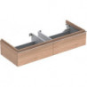 Meuble bas pour lavabo Geberit iConavec une largeur à partir de 120 cm,avec deux tiroirs: Largeur 119cm, Hauteur 24cm, Profondeur 47.7cm, Chêne naturel / Mélamine structuré bois