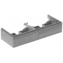 Meuble bas Geberit iCon pour lavabo double,avec deux tiroirs: Largeur 119cm, Hauteur 24cm, Profondeur 47.7cm, Chêne naturel / Mélamine structuré bois