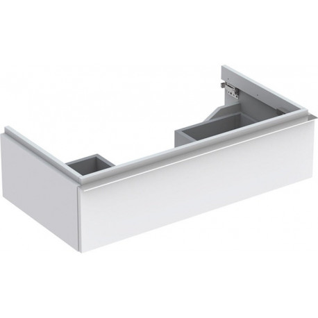 Meuble bas pour lavabo Geberit iCon,avec un tiroir: Largeur 89cm, Hauteur 24cm, Profondeur 47.7cm, Blanc / Laqué mat