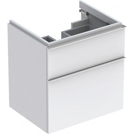 Meuble bas pour lavabo Geberit iCon,avec deux tiroirs: Largeur 59.5cm, Hauteur 62cm, Profondeur 47.7cm, Blanc / Laqué mat