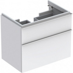 Meuble bas pour lavabo Geberit iCon,avec deux tiroirs: Largeur 74cm, Hauteur 62cm, Profondeur 47.7cm, Blanc / Laqué mat