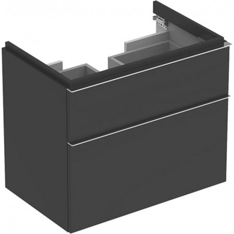 Meuble bas pour lavabo Geberit iCon,avec deux tiroirs: Largeur 74cm, Hauteur 62cm, Profondeur 47.7cm, Gris velouté / Laqué mat