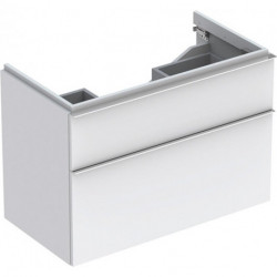 Meuble bas pour lavabo Geberit iCon,avec deux tiroirs: Largeur 89cm, Hauteur 62cm, Profondeur 47.7cm, Blanc / Laqué mat
