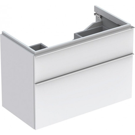 Meuble bas pour lavabo Geberit iCon,avec deux tiroirs: Largeur 89cm, Hauteur 62cm, Profondeur 47.7cm, Blanc / Laqué mat