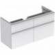 Meuble bas pour lavabo Geberit iConavec une largeur à partir de 120 cm,avec quatre tiroirs: Largeur 119cm, Hauteur 62cm, Profondeur 47.7cm, Blanc / Laqué mat