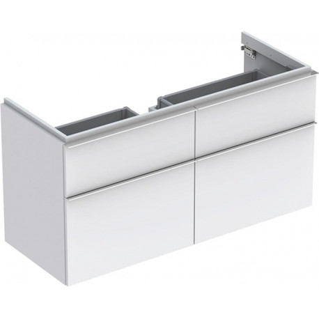 Meuble bas pour lavabo Geberit iConavec une largeur à partir de 120 cm,avec quatre tiroirs: Largeur 119cm, Hauteur 62cm, Profondeur 47.7cm, Blanc / Laqué mat