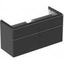 Meuble bas pour lavabo Geberit iConavec une largeur à partir de 120 cm,avec quatre tiroirs: Largeur 119cm, Hauteur 62cm, Profondeur 47.7cm, Gris velouté / Laqué mat