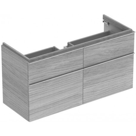 Meuble bas pour lavabo Geberit iConavec une largeur à partir de 120 cm,avec quatre tiroirs: Largeur 119cm, Hauteur 62cm, Profondeur 47.7cm, Chêne naturel / Mélamine structuré bois