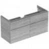 Meuble bas pour lavabo Geberit iConavec une largeur à partir de 120 cm,avec quatre tiroirs: Largeur 119cm, Hauteur 62cm, Profondeur 47.7cm, Chêne naturel / Mélamine structuré bois
