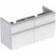 Meuble bas Geberit iCon pour lavabo double,avec quatre tiroirs: Largeur 119cm, Hauteur 62cm, Profondeur 47.7cm, Blanc / Laqué mat