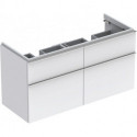 Meuble bas Geberit iCon pour lavabo double,avec quatre tiroirs: Largeur 119cm, Hauteur 62cm, Profondeur 47.7cm, Blanc / Laqué mat
