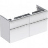 Meuble bas Geberit iCon pour lavabo double,avec quatre tiroirs: Largeur 119cm, Hauteur 62cm, Profondeur 47.7cm, Blanc / Laqué mat