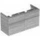 Meuble bas Geberit iCon pour lavabo double,avec quatre tiroirs: Largeur 119cm, Hauteur 62cm, Profondeur 47.7cm, Chêne naturel / Mélamine structuré bois