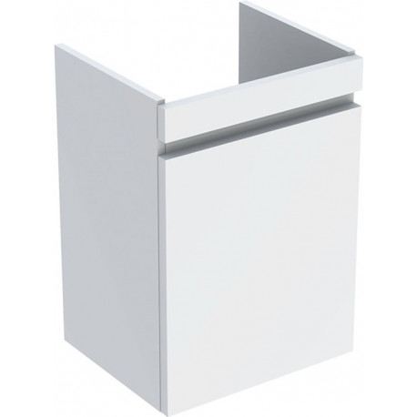 Meuble bas pour lave-mains Geberit Renova Plan,avec une porte: Largeur 41.4cm, Hauteur 58.6cm, Profondeur 34.5cm, Blanc / Laqué ultra-brillant