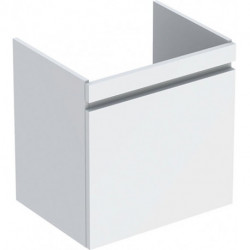 Meuble bas pour lavabo Geberit Renova Plan,avec un tiroir et un tiroir à l'anglaise: Largeur 57.6cm, Hauteur 58.6cm, Profondeur 43.8cm, Blanc / Laqué ultra-brillant