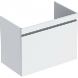 Meuble bas pour lavabo Geberit Renova Plan,avec un tiroir et un tiroir à l'anglaise: Largeur 77.6cm, Hauteur 58.6cm, Profondeur 43.8cm, Blanc / Laqué ultra-brillant