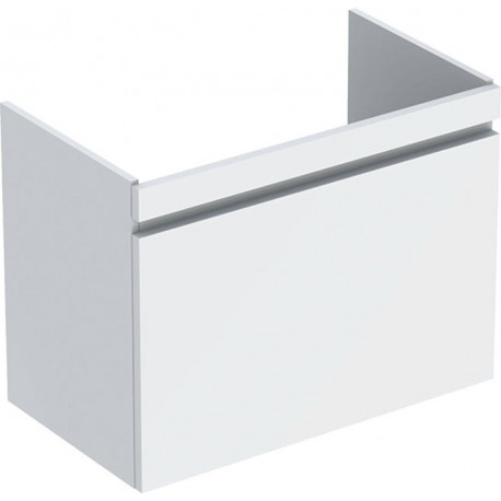 Meuble bas pour lavabo Geberit Renova Plan,avec un tiroir et un tiroir à l'anglaise: Largeur 77.6cm, Hauteur 58.6cm, Profondeur 43.8cm, Blanc / Laqué ultra-brillant