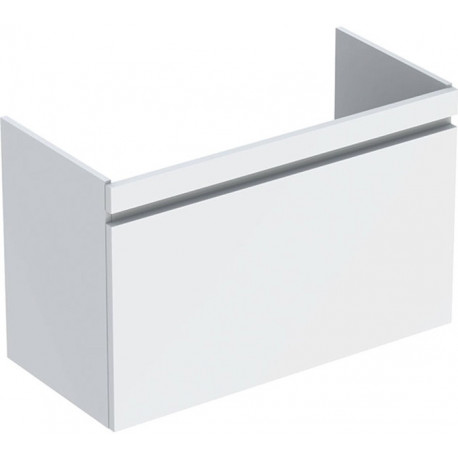 Meuble bas pour lavabo Geberit Renova Plan,avec un tiroir et un tiroir à l'anglaise: Largeur 92.6cm, Hauteur 58.6cm, Profondeur 43.8cm, Blanc / Laqué ultra-brillant