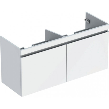 Meuble bas Geberit Renova Plan pour lavabo double,avec deux tiroirs et deux tiroirs à l'anglaise: Largeur 122.6cm, Hauteur 58.6cm, Profondeur 43.8cm, Blanc / Laqué ultra-brillant