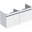 Meuble bas Geberit Renova Plan pour lavabo double,avec deux tiroirs et deux tiroirs à l'anglaise: Largeur 122.6cm, Hauteur 58.6cm, Profondeur 43.8cm, Blanc / Laqué ultra-brillant