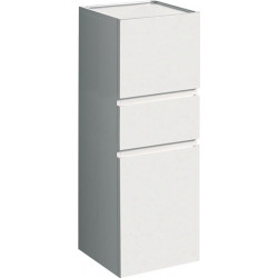 Colonne mi-haute Geberit Renova Planavec deux portes et un tiroir: Largeur 39cm, Hauteur 105cm, Profondeur 36cm, Blanc / Laqué ultra-brillant