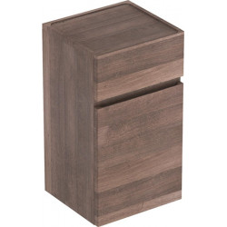Meubles latéraux bas Geberit Renova Planavec une porte et un tiroir: Largeur 39cm, Hauteur 70cm, Profondeur 36cm, Chêne / Film décor structuré