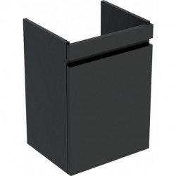 Meuble bas pour lave-mains Geberit Renova Plan,avec une porte: Largeur 41.4cm, Hauteur 58.6cm, Profondeur 34.5cm, Gris velouté / Laqué mat
